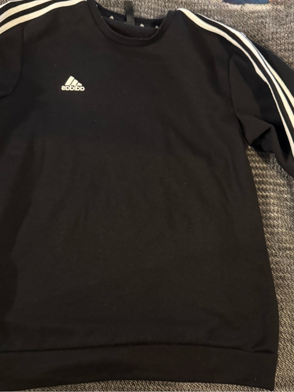 adidas Black Sweatshirt with White Three-Stripes